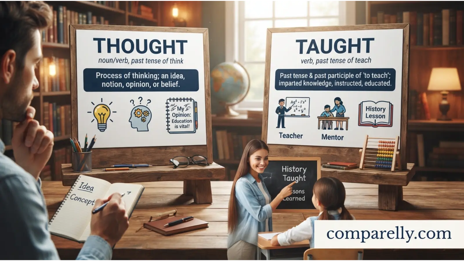 Key Differences Between Tought and Taught